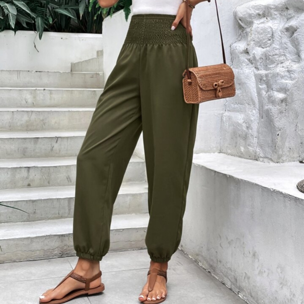 Shein Military Green Shirred Joggers sz 6 NWT - Picture 3 of 5
